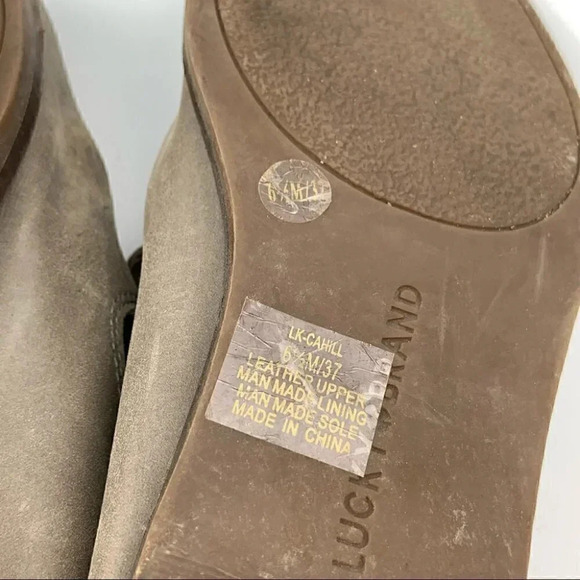 Lucky Brand womens Flats size 6.5 37 Cahill open gray Leather mule Academia - Picture 9 of 14